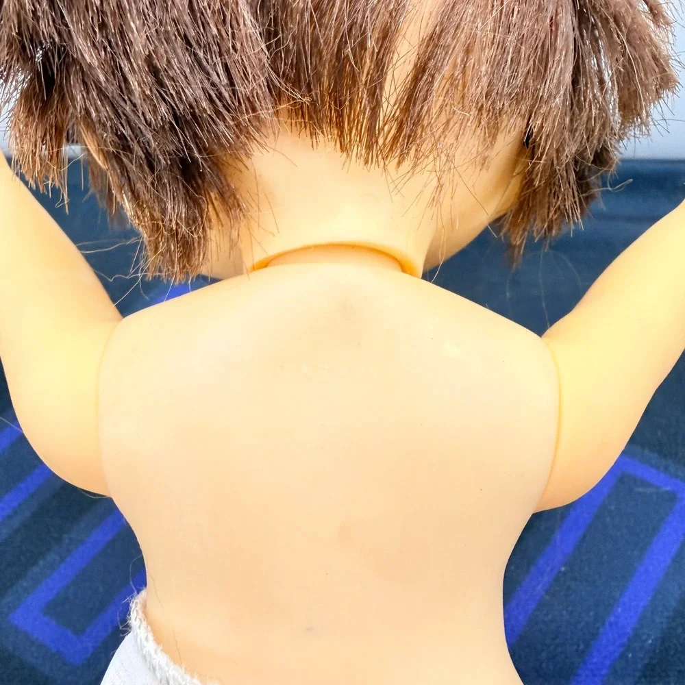 Vintage Sofubi Doll Sekiguchi Showa Retro Hong Kong Girl Brown Hair Vinyl Nude